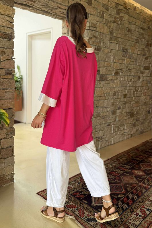 Made in Italy Double Trouble Layer Top Flamingo